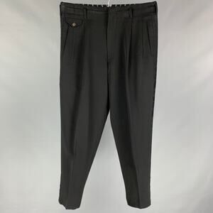 Vintage MATSUDA Size L Black Cotton Pleated Dress Pants
